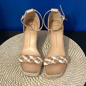 New Women’s Dolce Vita NILTON Natural Braided LEATHER Espadrille Wedge Sandals